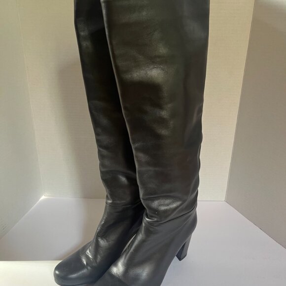 Stuart Weitzman Black Heeled Leather Slide-On Boots US 7.5 - Picture 4 of 12